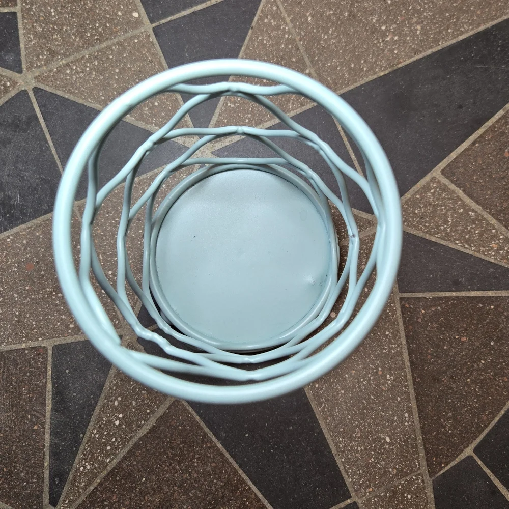 Aqua Blue Metal Candle Holder